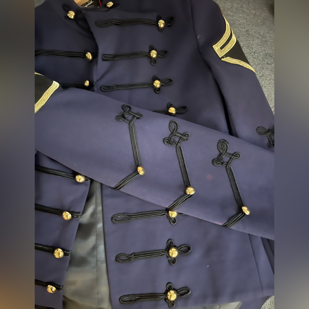Giulio Elegant Military-Style Jacket in Navy with Gold Details size m - Picture 5 of 9